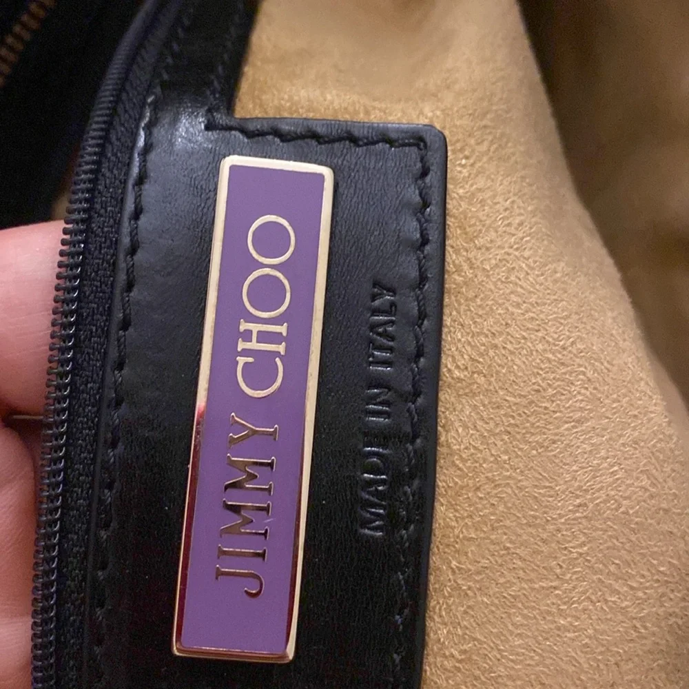 Jimmy Choo Black Leather Chain Shoulder Clutch